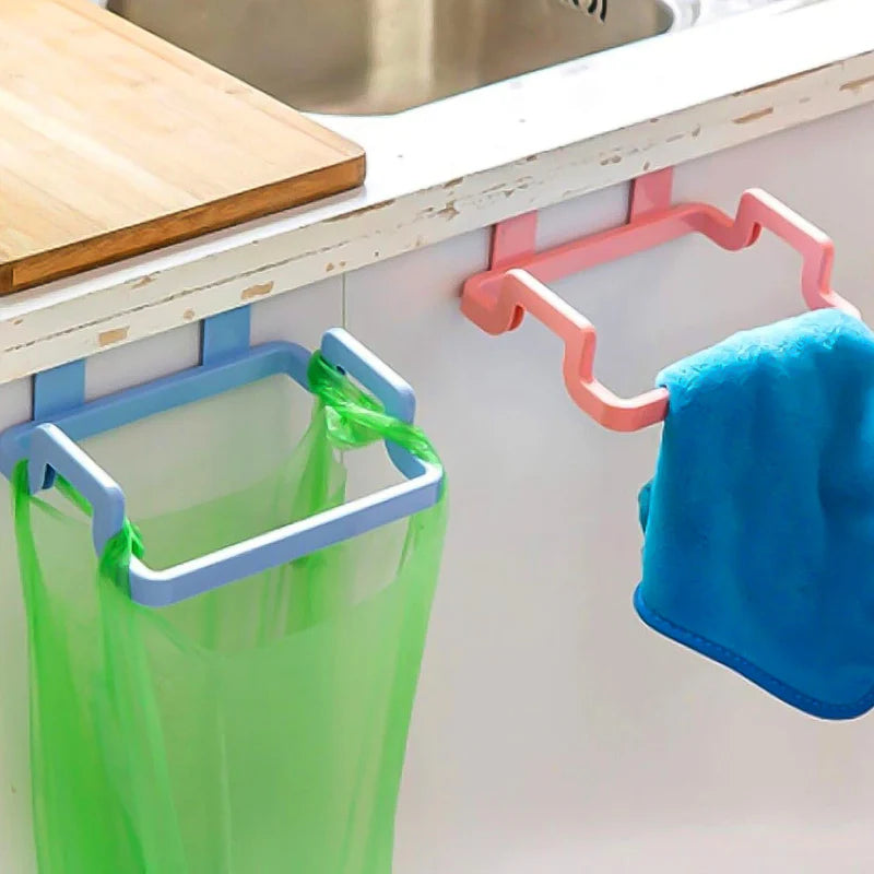 Smart Hanging Garbage Bag Rack Holder - Cabinet Door Trash Bag Organizer for Kitchen