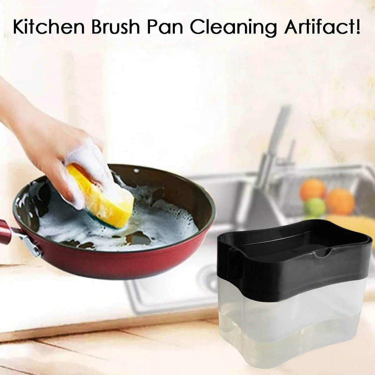 CleanPress Duo - 2 in 1 Soap Dispenser with Sponge Holder (1Pc)